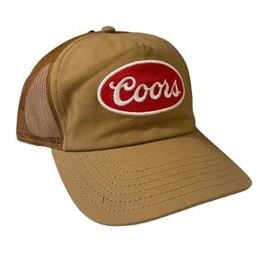 Coors Beer Mad Engine Tan Retro Mesh Adjustable Snapback Trucker Dad Hat OSFM